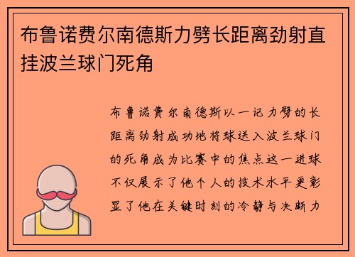 布鲁诺费尔南德斯力劈长距离劲射直挂波兰球门死角